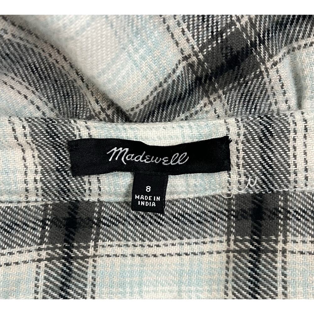 Madewell Flannel Button Front Midi Dress Cottagecore Peasant Celestial Blue Sz 8 - Picture 8 of 9